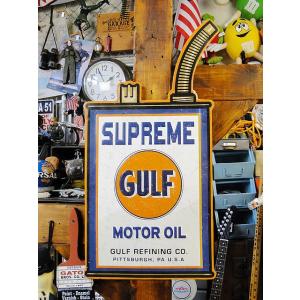 ガルフ　オイル缶型エンボスティンサイン　（シュプリーム）　アメリカ雑貨　アメリカン雑貨
