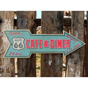 ルート66ロードサイドショップ　ウッドサイン　（カフェ＆ダイナー）　アメリカ雑貨　アメリカン雑貨