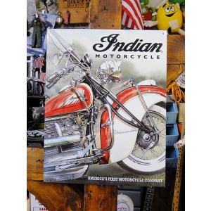 インディアン・モーターサイクル　チーフ　ブリキ看板　（アメリカンズ・パイオニア）　アメリカ雑貨　アメ...