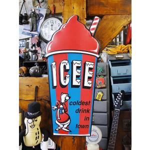 ICEE　アイシーフローズンカップ　エンボスティンサイン　（レッド）　■　アメリカン雑貨　アメリカ雑...