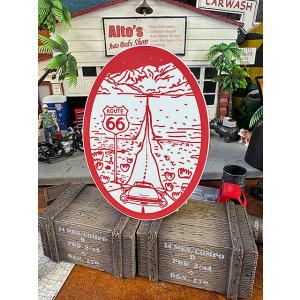 ルート66トラベルステッカー　（ラインアート）　■　アメリカ雑貨　アメリカン雑貨