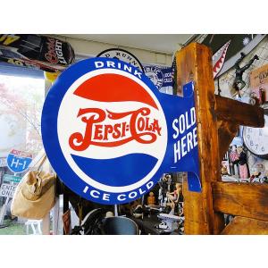 ペプシ　サイド看板　（両面プリント）　■　アメリカン雑貨　アメリカ雑貨　ティンサイン　ティンプレート