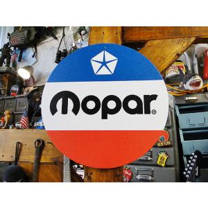 モパー　ラウンド型　ブリキ看板　（トリコロールライン）　■　アメリカン雑貨　アメリカ雑貨