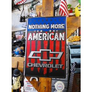 シボレーロゴ　ブリキ看板　（星条旗）　■ アメリカン雑貨 アメリカ雑貨　ティンサイン