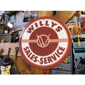 ウィリス　オーバーランド　ラウンド型ブリキ看板　（ロゴ）　■　アメリカン雑貨　アメリカ雑貨