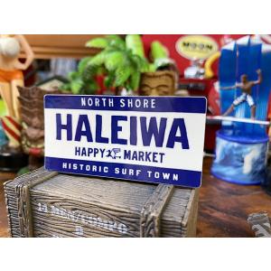 ハレイワ　ハッピーマーケットステッカー　Mサイズ　（059/ホワイト×ネイビー）　■　アメリカン雑貨...