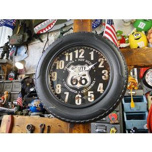 ルート66　タイヤクロック ■ アメリカン雑貨 アメリカ雑貨 壁掛時計