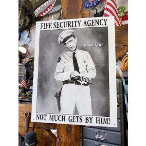ドラマ「メイベリー110番」アンディ・グリフィス・ショー　ブリキ看板　（ファイヤーセキュリティエージ...