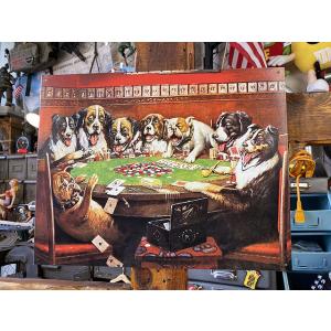 8匹のワンコたちのポーカー大会　ブリキ看板　■ アメリカン雑貨 アメリカ雑貨