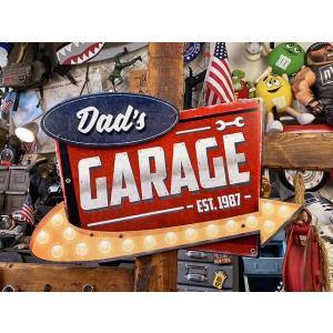 お父さんのガレージのロードサイン　U.S.ヘヴィースチールサイン　こだわりの立体仕上げ看板 ■ アメ...