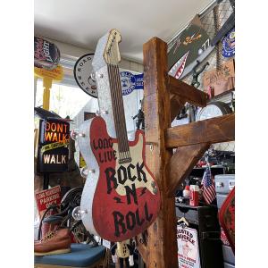 アメリカのアーケードサイン　ウォールオブジェ　（ロックンロールギター）　【両面デザイン】