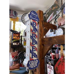 アメリカのアーケードサイン　ウォールオブジェ　（バーバーショップ）　【両面デザイン】 爆買