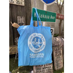 ハワイアン　アイランド　デザイン　エコバッグ　（ライトブルー）　■　アメリカン雑貨　アメリカ雑貨