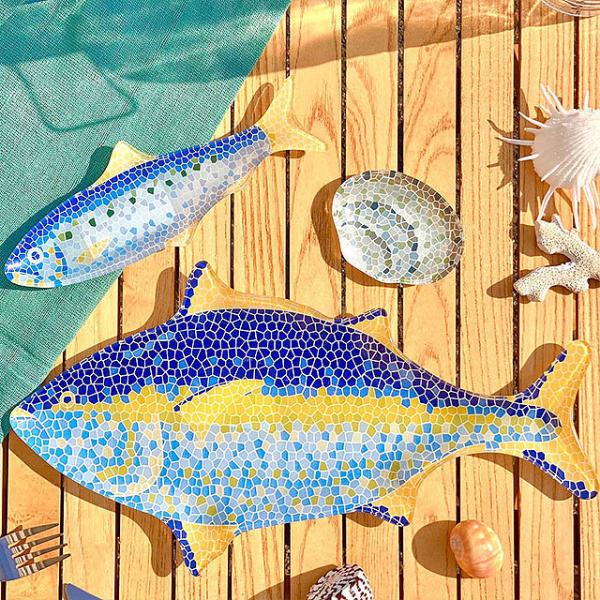 ダルトン　ガラス　フィッシャリー　プレート　（3種セット）　■　アメリカン雑貨　アメリカ雑貨