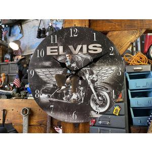 エルヴィス・プレスリー＆ハーレーダビッドソン　ウォールクロック ■ アメリカン雑貨 アメリカ雑貨 壁...
