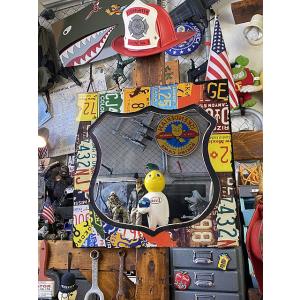 パブミラー ルート66 木製ミラー アメリカン雑貨 インテリア