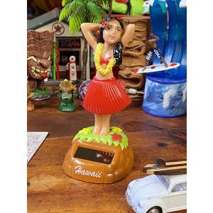 ソーラーゆらゆらフラガール(レッド) ■ アメリカン雑貨