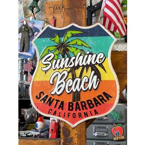 サンシャインビーチ　エンボス　ティンサイン ■ アメリカン雑貨 アメリカ雑貨