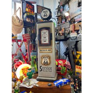 ルート66　ガスポンプ型キャビネット　CDタワー　（シルバー）　■　アメリカン雑貨　アメリカ雑貨