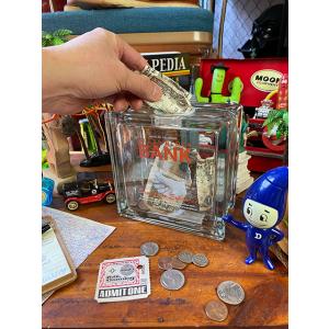ダルトン　ガラスブロックバンク　スクエア ■ アメリカン雑貨 アメリカ雑貨 貯金箱