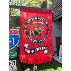 U.S.マリーン　ミリタリーフラッグ　（エンブレム/縦型）　■　アメリカン雑貨　アメリカ雑貨