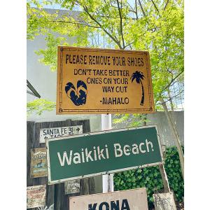 ハワイの道路標識 ウッドサイン (クツを脱いで...の詳細画像3