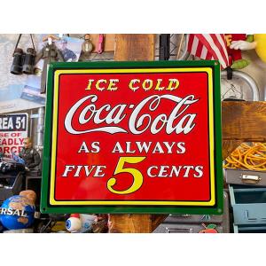 コカ・コーラ　エンボスティンサイン　（オールウェイズ5セント）　■　アメリカン雑貨　アメリカ雑貨