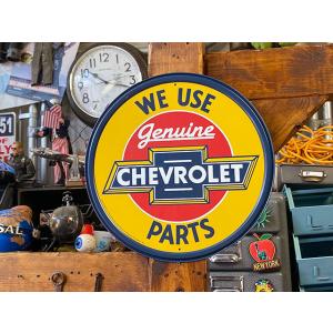 シボレー　ラウンド型ブリキ看板　（ジェニュインパーツ）　■　アメリカン雑貨　アメリカ雑貨