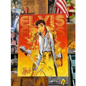 エルヴィス・プレスリー　ブリキ看板　（ゴールドスーツ）　■　アメリカン雑貨　アメリカ雑貨