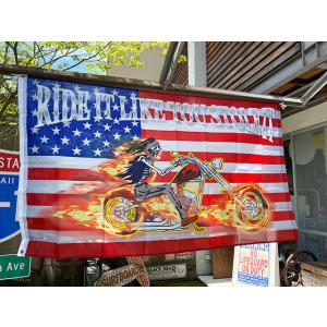 アメリカンバイカーズフラッグ　（スカルライダー）　■　アメリカン雑貨　アメリカ雑貨