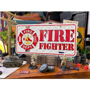 ファイヤーファイター　ライセンスプレート　（ホワイト）　■　アメリカン雑貨　アメリカ雑貨