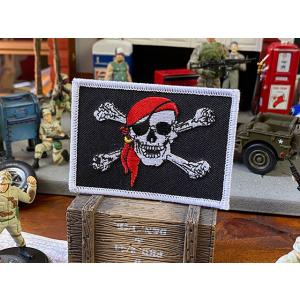 海賊ワッペン　（レッドバンダナ/白フチ）　■　アメリカン雑貨　アメリカ雑貨