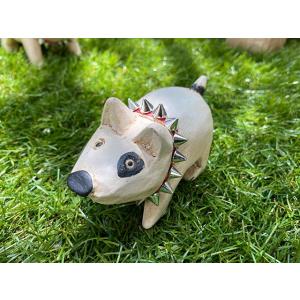 ブルテリア　ハンドメイドウッドオブジェ　Sサイズ　（スタッズ付き不良バージョン）　■　アメリカン雑貨...