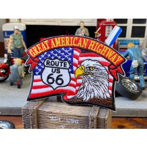 ルート66　ワッペン　（星条旗イーグル/GREAT AMERICAN HIGHWAY）　■　アメリカ...
