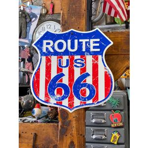 ルート66　ロードサイン　ブリキ看板　（星条旗）　■ アメリカン雑貨 アメリカ雑貨