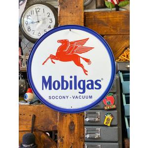 モービル　ペガサス　ラウンド型　ブリキ看板　（ロゴ）　■ アメリカン雑貨 アメリカ雑貨
