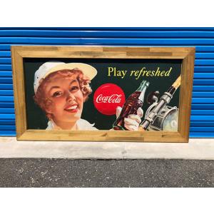 コカ・コーラ　特大サイズ・ヴィンテージポスター　（ウッドフレーム仕上げ）　■ アメリカン雑貨 アメリカ雑貨