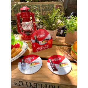 コカ・コーラ　ティンコースター6枚セット　（イエローシェル）　■　アメリカン雑貨　アメリカ雑貨