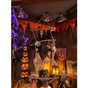 ハシゴを登るガイコツ　ハンギングディスプレイ ■ パーティー 飾り アメリカ雑貨