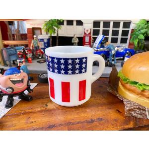 アンティーク品★　グラスベイク社　星条旗ミルクガラスマグ ■ アメリカン雑貨 アメリカ雑貨