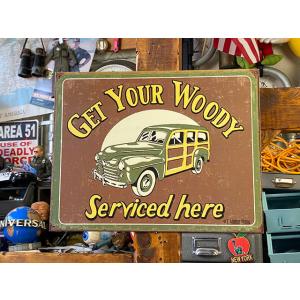 ウッディワゴン　ブリキ看板　（GET YOUR WOODY）　■　アメリカン雑貨　アメリカ雑貨