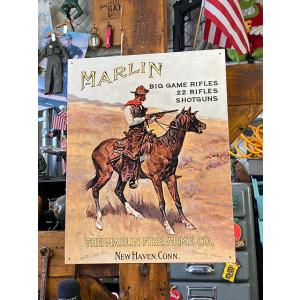 マーリン・ファイヤーアームズ　ブリキ看板　（カウボーイ）　■ アメリカン雑貨 アメリカ雑貨