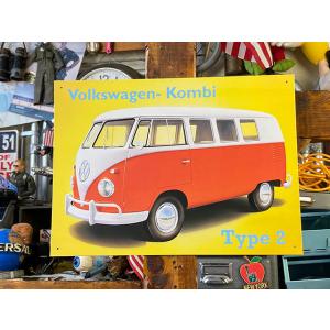 フォルクスワーゲン　ワーゲンバス　ブリキ看板　（タイプ2）　■　アメリカン雑貨　アメリカ雑貨