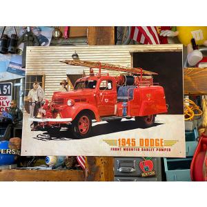 1945年ダッジ　ファイヤートラック　ブリキ看板 ■ アメリカン雑貨 アメリカ雑貨