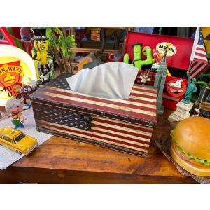 星条旗アンティークトランク風ティッシュケース ■ アメリカン雑貨 アメリカ雑貨 ティッシュボックス