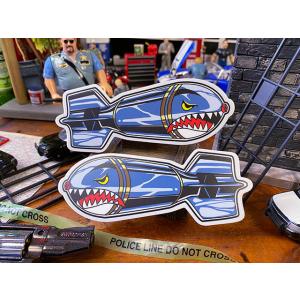 シャークヘッドボム　（左右2枚セット）　バッドアスステッカー　シャークボマー　■　アメリカン雑貨　ア...