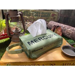 マーキュリー　キャンバスティッシュボックスカバー　（カーキ）　■　アメリカン雑貨　ティッシュボックス...