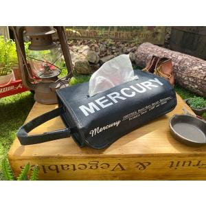 マーキュリー　キャンバスティッシュボックスカバー　（ブラック）　■　アメリカン雑貨　ティッシュボック...