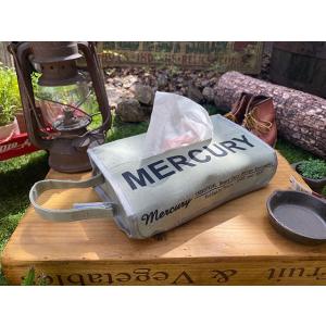 マーキュリー　キャンバスティッシュボックスカバー　（グレー）　■　アメリカン雑貨　ティッシュボックス...