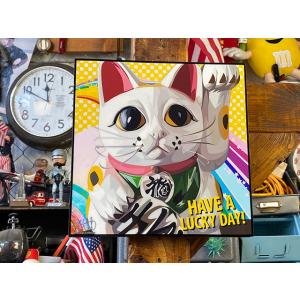 招き猫　ポップアートフレーム　商売繁盛　千客万来 ■ アメリカン雑貨 アメリカ雑貨